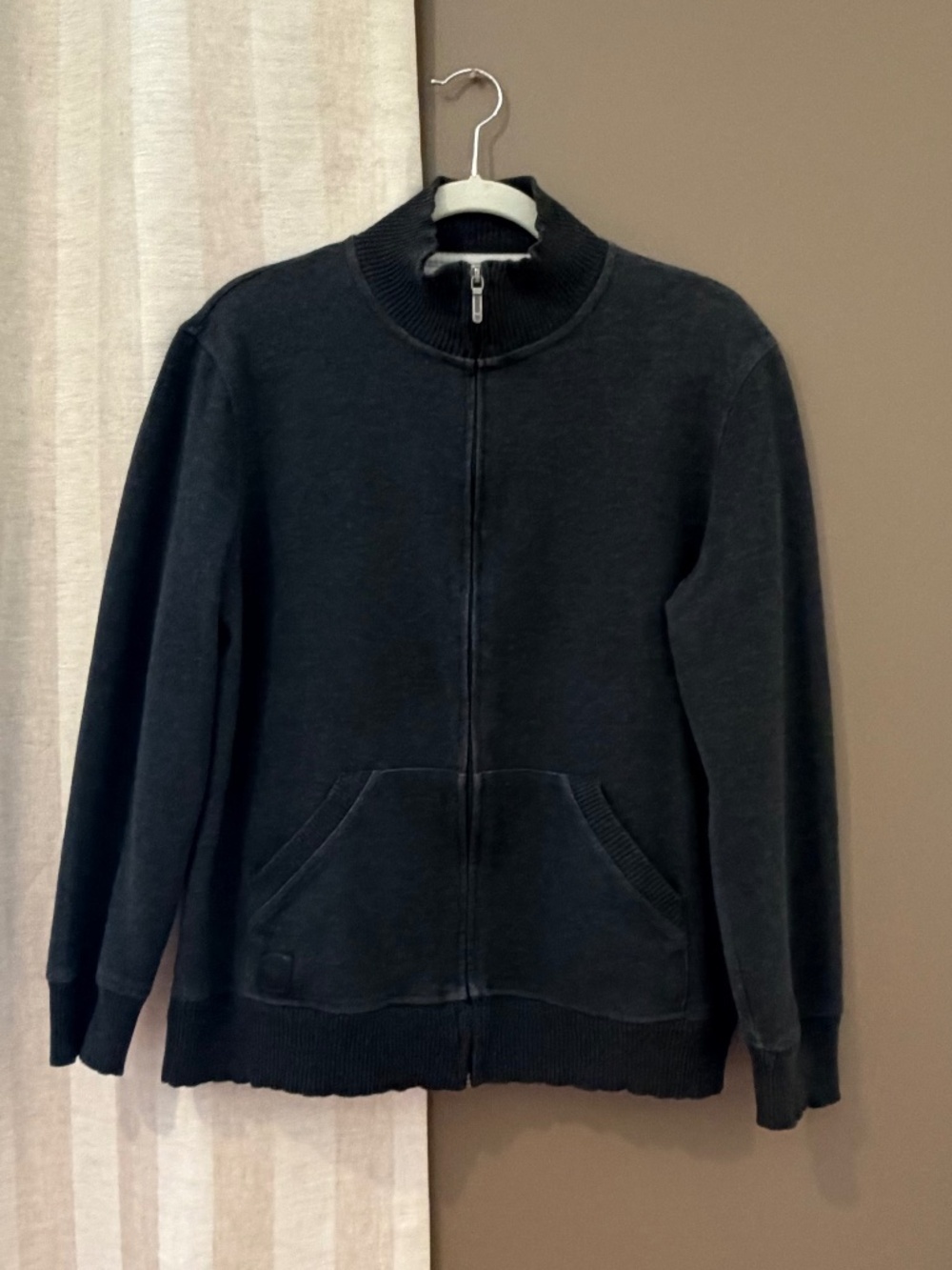 Lauren Ralph Lauren Charcoal Gray Sweatshirt Zip Up Jacket, Size Large